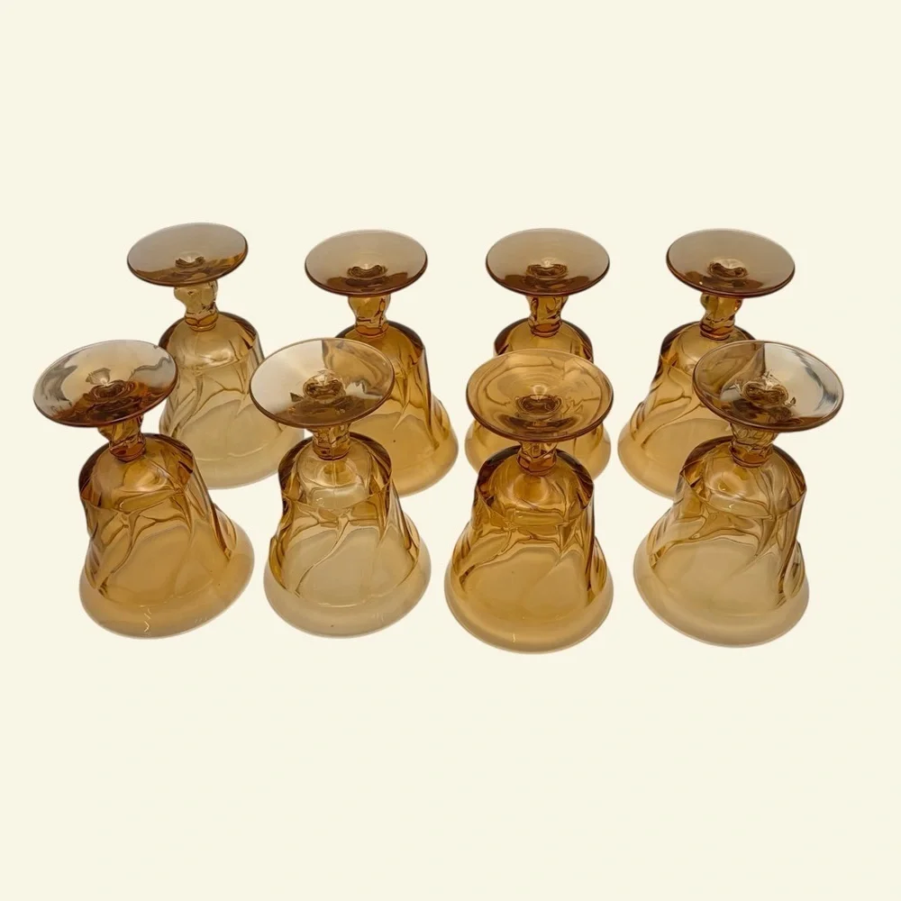 8  Fostoria Jamestown Amber VTG 1970’s Goblets water glasses, tea glasses